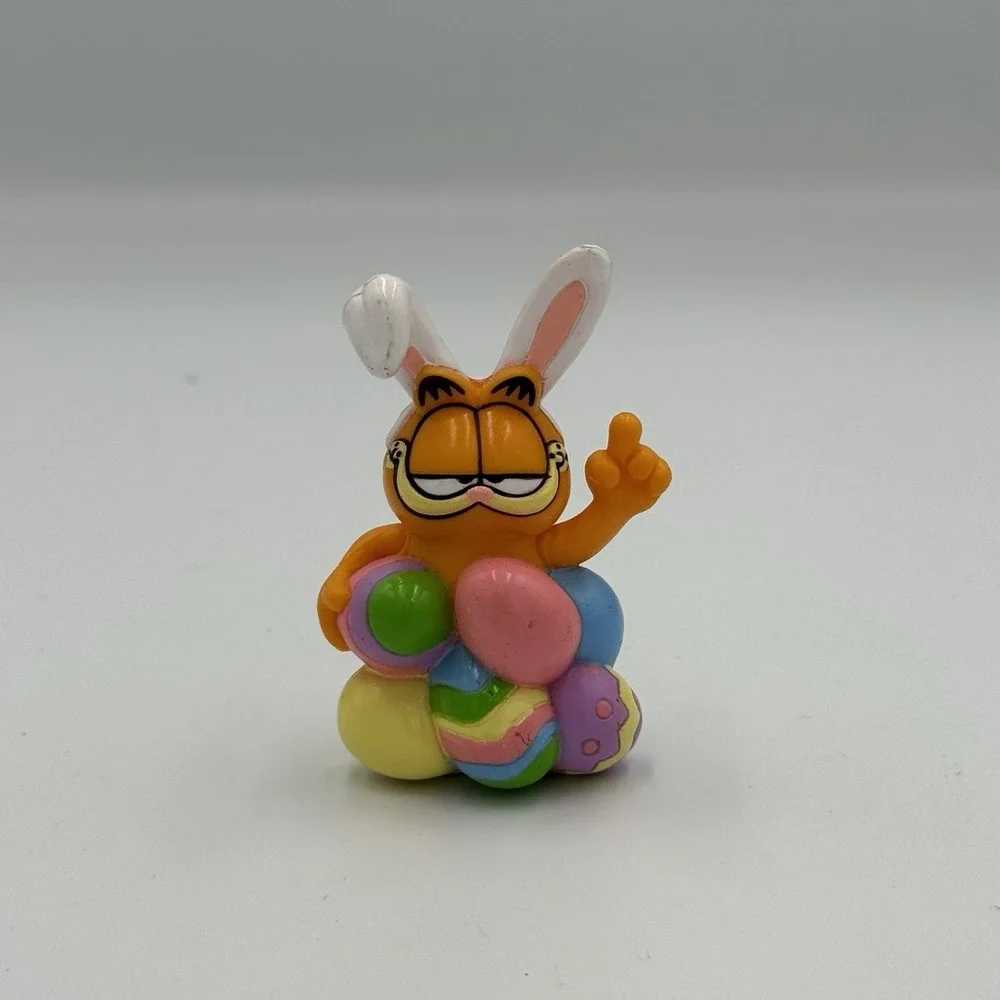 Vintage 1980s Garfield Easter Bunny Figurine PVC PAWS United Feature Eggs 2.5